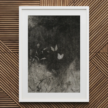 Butterflies - William Baxter Closson Art Print / Canvas Framed Monochrome Artwork Butterflies Field William Baxter Closson, Closson Art