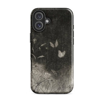 Butterflies - William Baxter Closson Phone Case Iphone 16 Plus / Gloss Black Phone Case Delicate Monochrome Illustration Two Butterflies