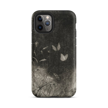 Butterflies - William Baxter Closson Phone Case Iphone 11 Pro / Matte Black Phone Case Monochrome Illustration Butterflies Wild Grasses