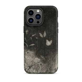 Butterflies - William Baxter Closson Phone Case Iphone 14 Pro Max / Matte Black Phone Case Monochrome Illustration Butterflies Wild Grasses