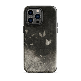 Butterflies - William Baxter Closson Phone Case Iphone 14 Pro Max / Gloss Black Phone Case Monochrome Illustration Butterflies Wild Grasses