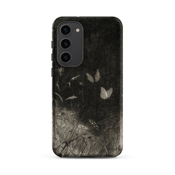 Butterflies - William Baxter Closson Phone Case Samsung Galaxy S23 Plus / Matte Black Phone Case Monochrome Illustration Delicate White