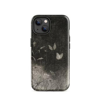 Butterflies - William Baxter Closson Phone Case Iphone 14 / Gloss Black Phone Case Monochrome Illustration Butterflies Wildflowers William