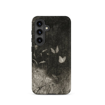 Butterflies - William Baxter Closson Phone Case Samsung Galaxy S24 / Matte Black Phone Case Monochrome Illustration Butterflies Wildflowers