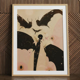 Butterfly effect art print with surreal metamorphosis in natural frame.