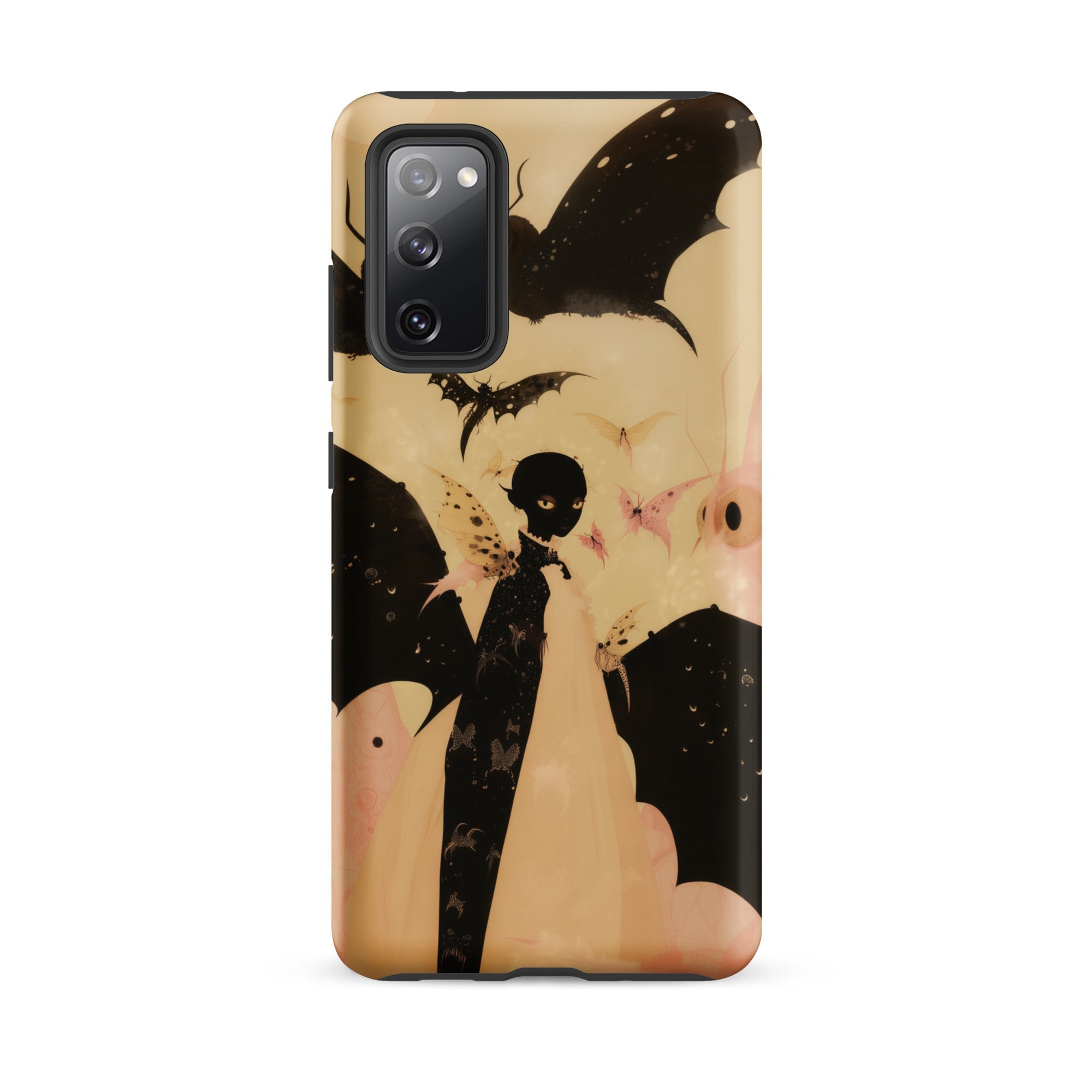 Butterfly Effect Surreal Metamorphosis Art Samsung Case, Galaxy S20 Fe / Matte, Tan Colored Phone Case Halloween Themed Illustration Bats