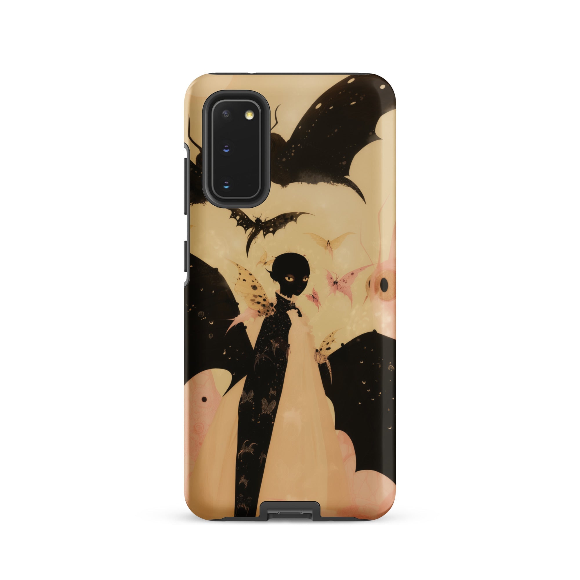 Butterfly Effect Surreal Metamorphosis Art Samsung Case, Galaxy S20 / Matte, Phone Case Stylized Black Beige Design Bats Winged