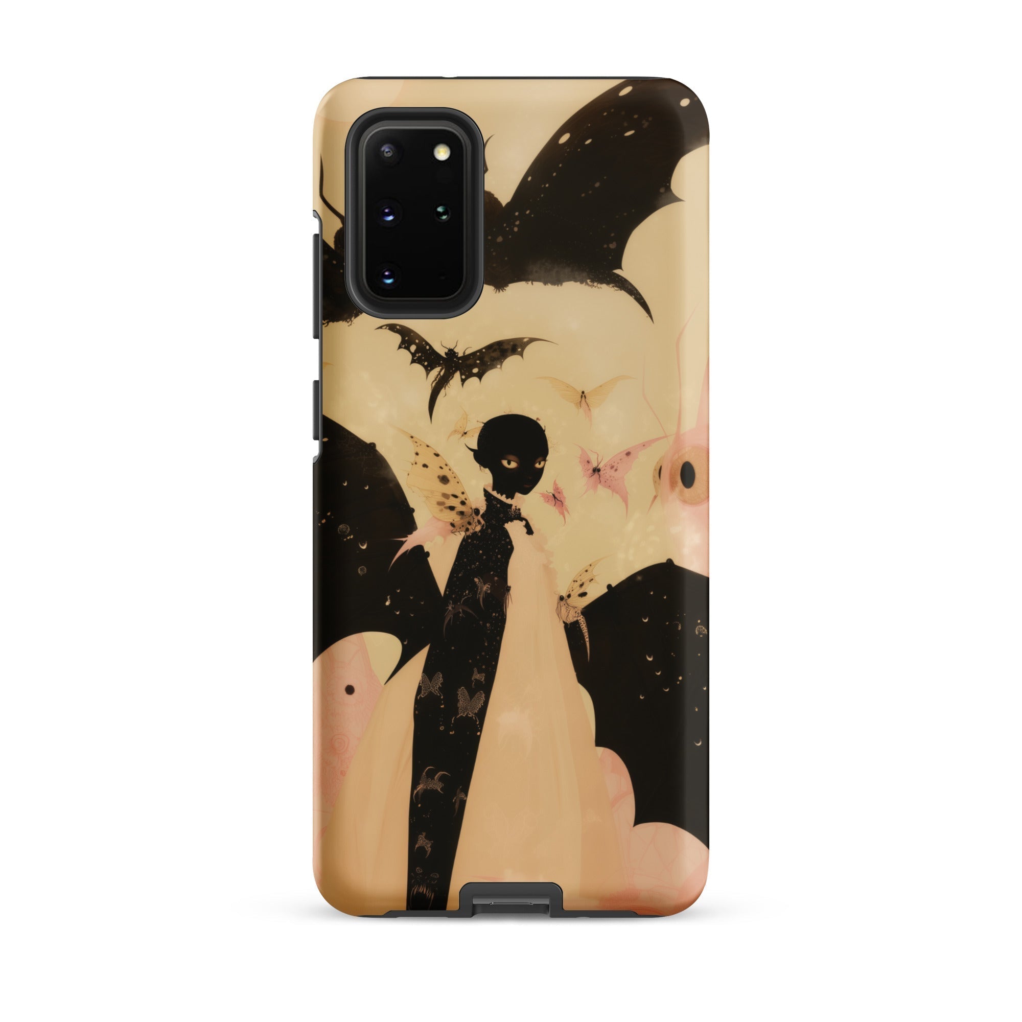 Butterfly Effect Surreal Metamorphosis Art Samsung Case, Galaxy S20 Plus / Matte, Phone Case Black Light Colored Spooky Bat Vampire Design