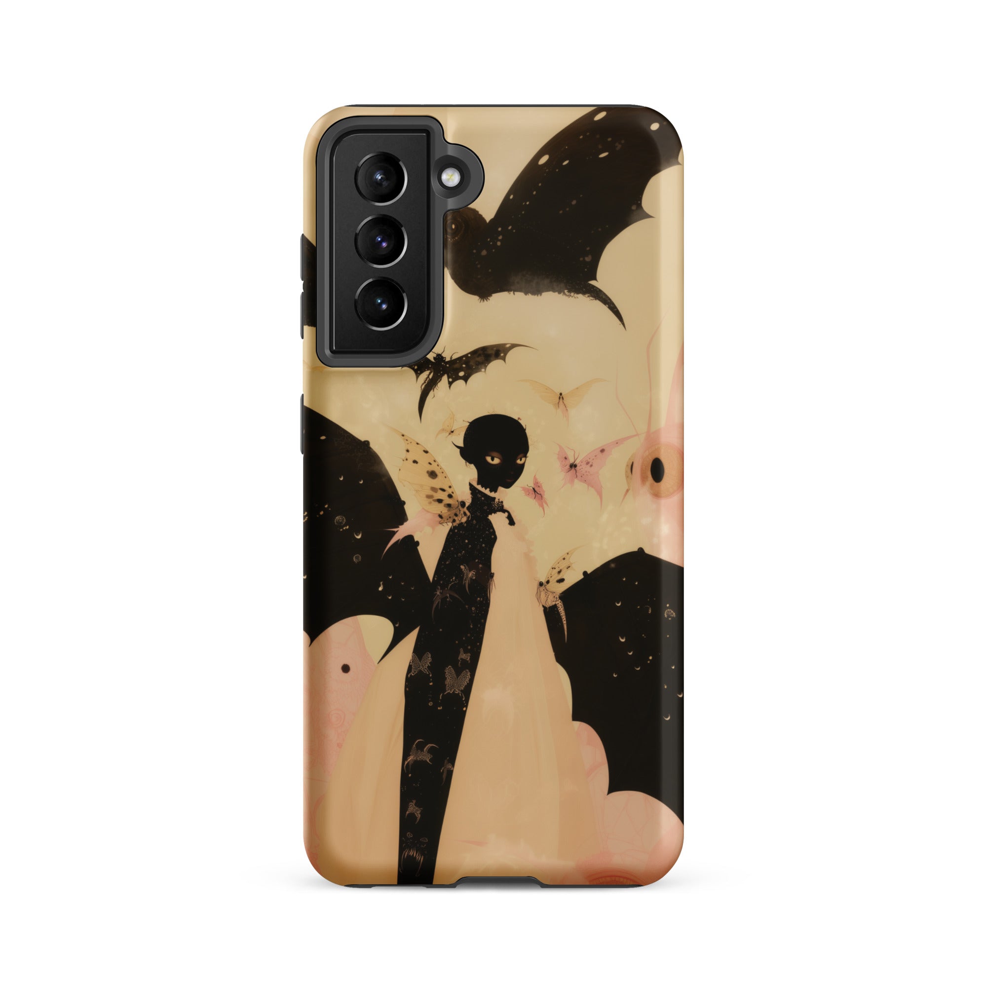 Butterfly Effect Surreal Metamorphosis Art Samsung Case, Galaxy S21 Fe / Matte, Phone Case Gothic Illustration Winged Dark Figure Bats