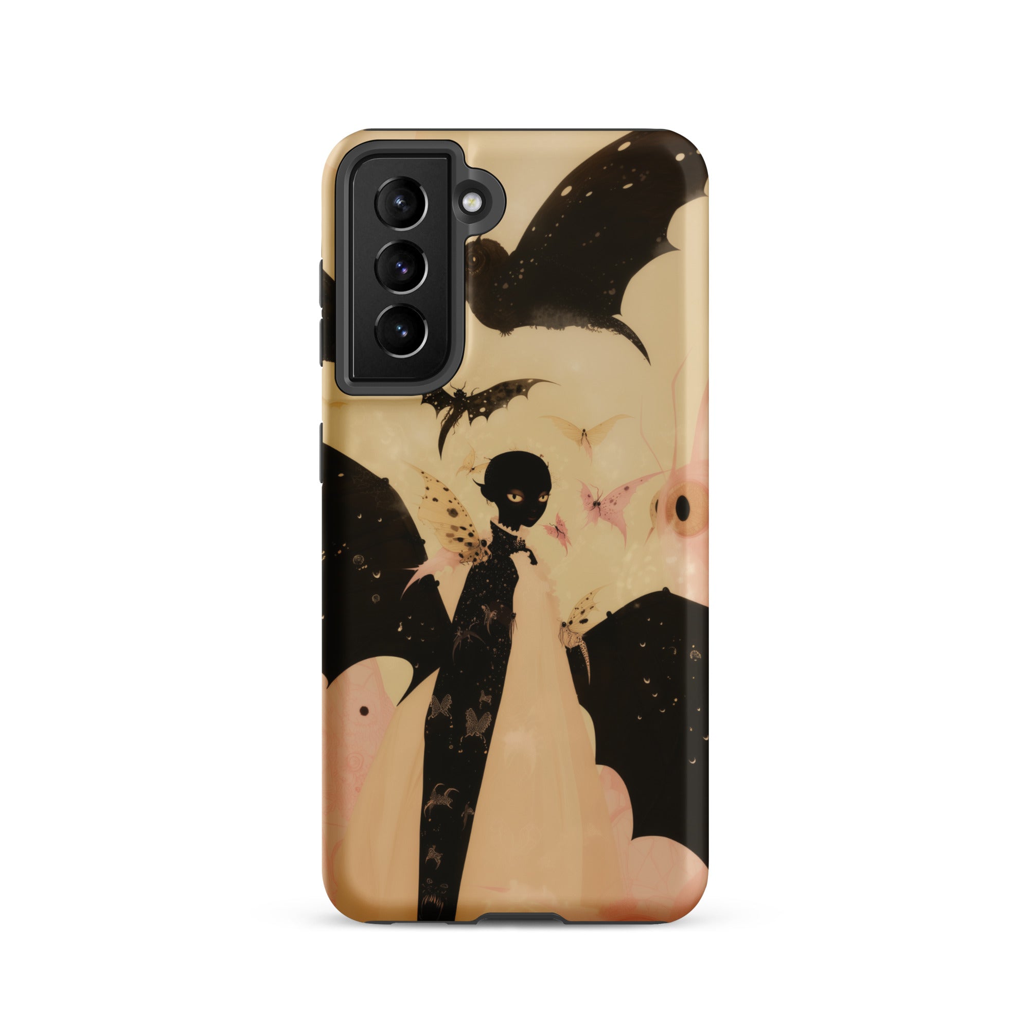 Butterfly Effect Surreal Metamorphosis Art Samsung Case, Galaxy S21 / Matte, Smartphone Case Gothic Style Illustration Figure Bat Wings Bats