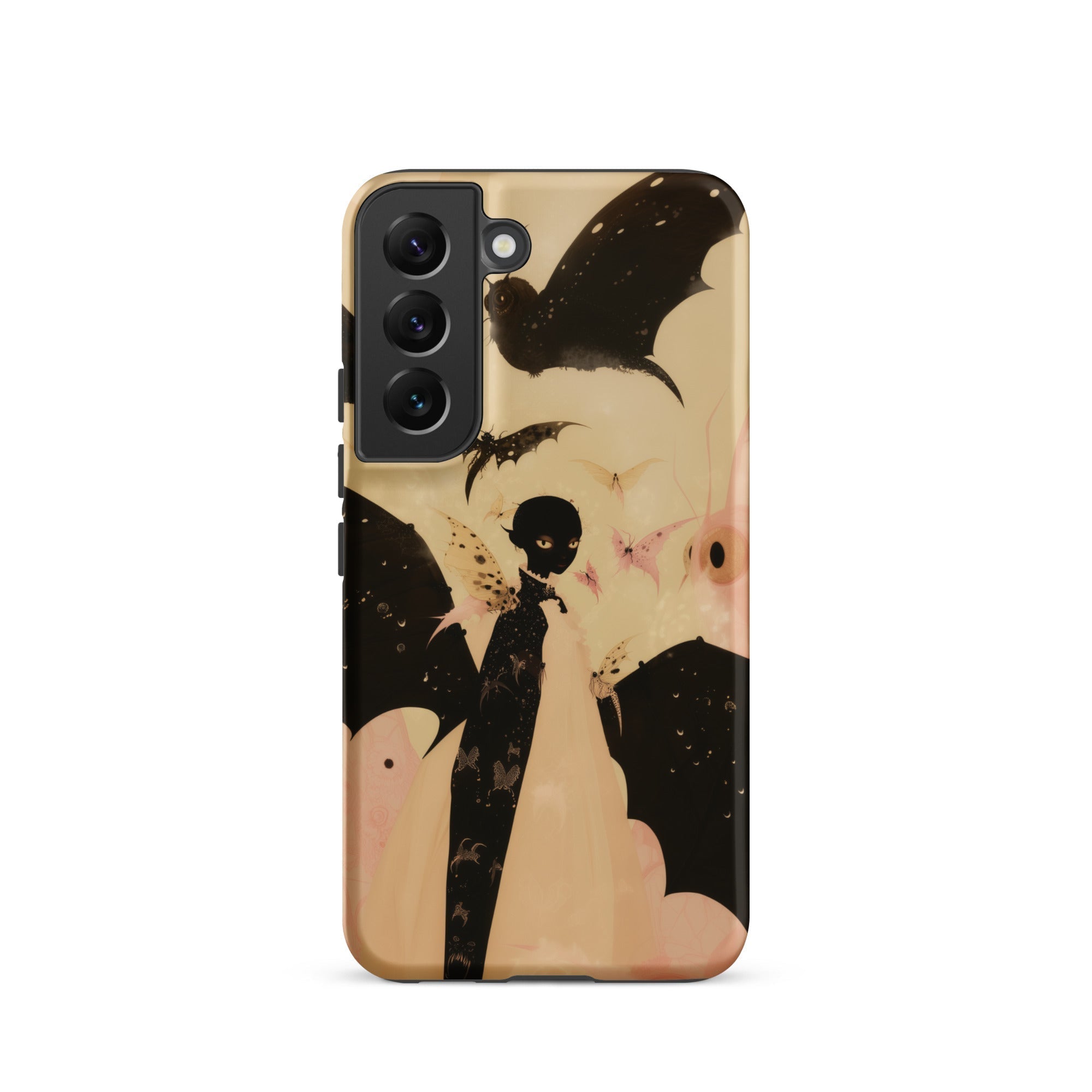 Butterfly Effect Surreal Metamorphosis Art Samsung Case, Galaxy S22 / Matte, Phone Case Dark Fantasy Style Design Bats Skeletal Figure