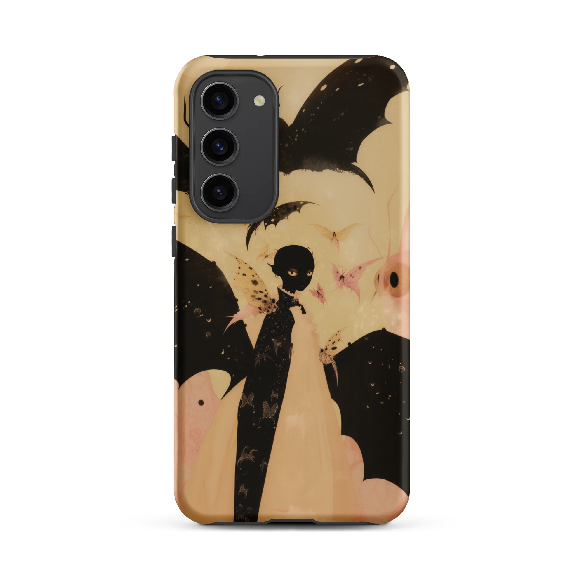 Butterfly Effect Surreal Metamorphosis Art Samsung Case, Galaxy S23 Plus / Matte, Smartphone Case Dark Stylized Character Bat Like Wings