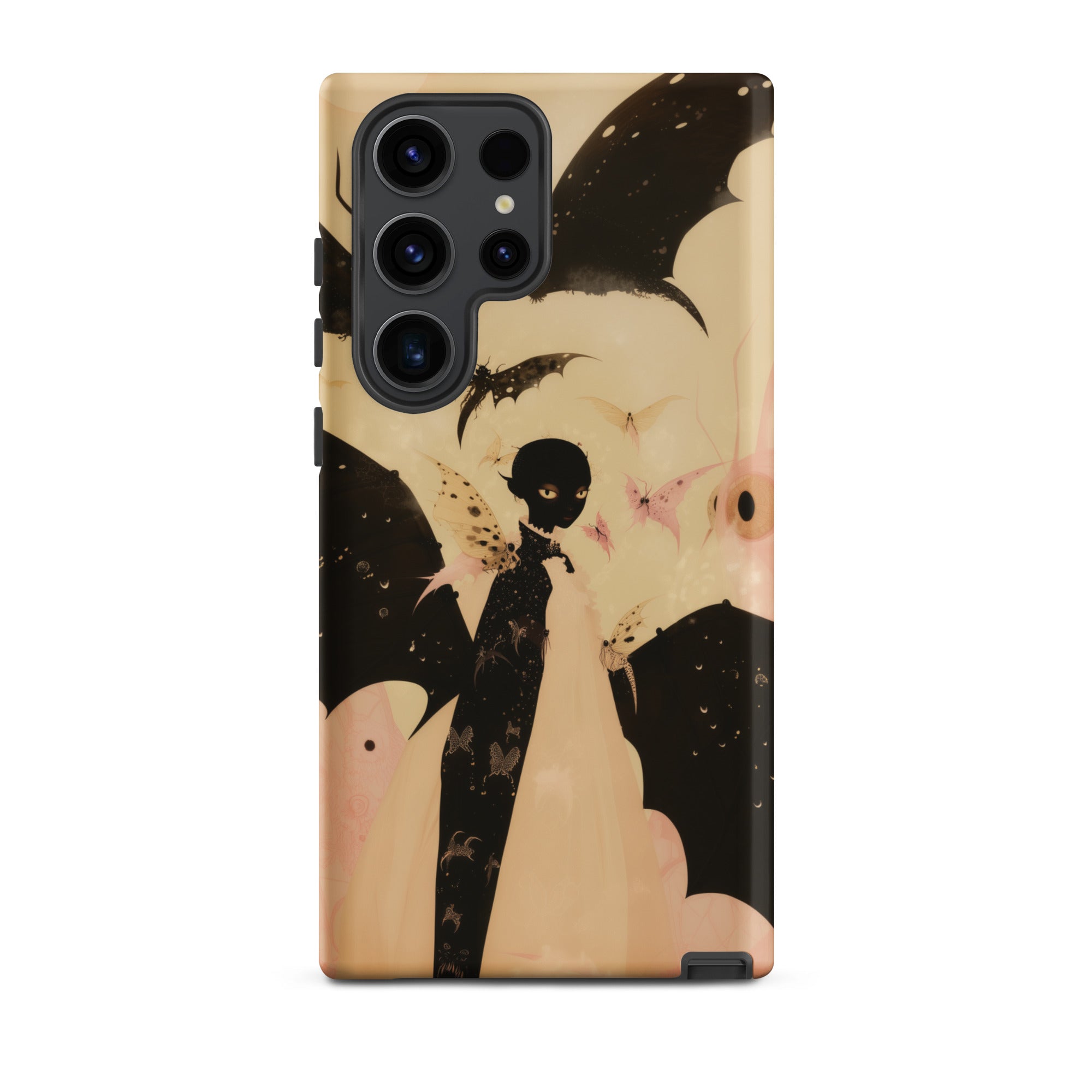 Butterfly Effect Surreal Metamorphosis Art Samsung Case, Galaxy S23 Ultra / Matte, Phone Case Dark Gothic Style Illustration Figure Bat