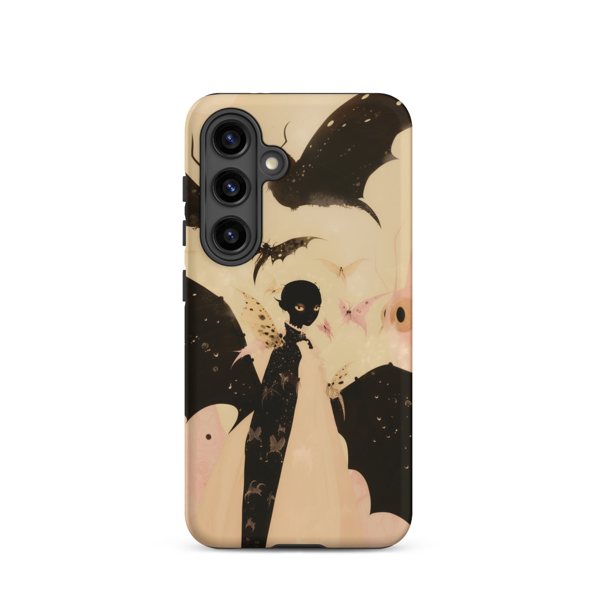 Butterfly Effect Surreal Metamorphosis Art Samsung Case, Galaxy S24 / Matte, Smartphone Case Gothic Style Art Print Dark Slender Figure