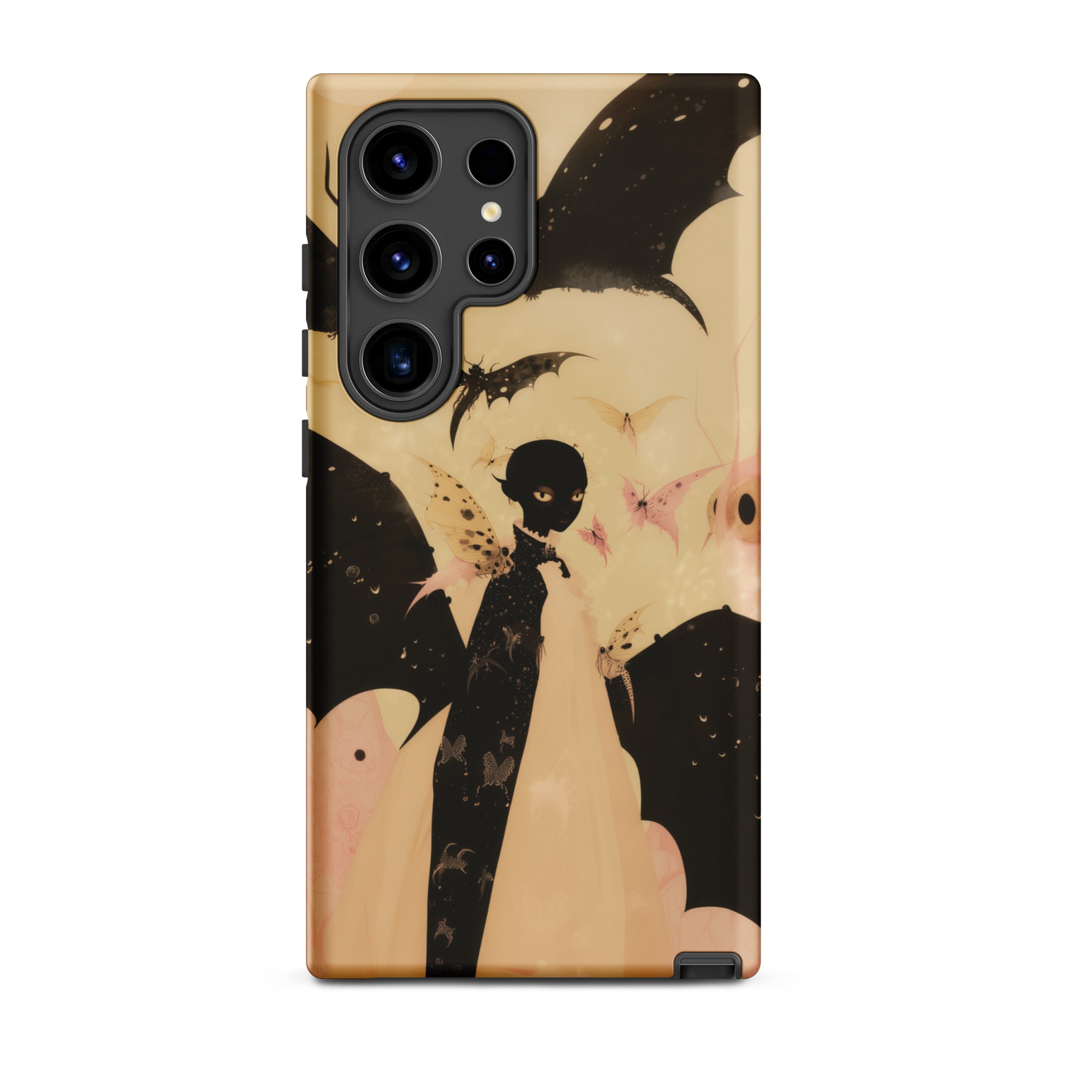Butterfly Effect Surreal Metamorphosis Art Samsung Case, Galaxy S24 Ultra / Matte, Smartphone Case Dark Gothic Inspired Design Bat Like