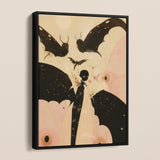 Butterfly Effect - Surreal Metamorphosis Framed Canvas, Framed Gothic-style Fantasy Art Print Dark Whimsical Creatures