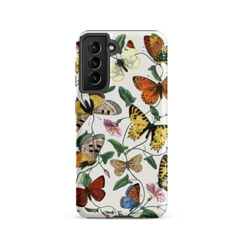 Butterfly & Moth - Paul Gervais Samsung Case, Galaxy S21 / Matte, White Smartphone Case Colorful Butterfly Floral Pattern