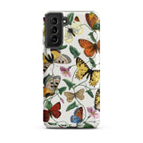Butterfly & Moth - Paul Gervais Samsung Case, Galaxy S21 Plus / Matte, White Smartphone Case Colorful Butterfly Floral Pattern
