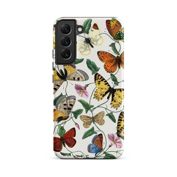 Butterfly & Moth - Paul Gervais Samsung Case, Galaxy S22 Plus / Matte, White Phone Case Adorned Colorful Butterfly Floral Pattern