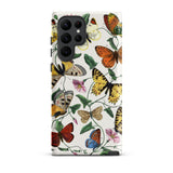 Butterfly & Moth - Paul Gervais Samsung Case, Galaxy S22 Ultra / Matte, White Smartphone Case Colorful Butterfly Floral Pattern