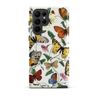 Butterfly & Moth - Paul Gervais Samsung Case, Galaxy S22 Ultra / Matte, White Smartphone Case Colorful Butterfly Floral Pattern