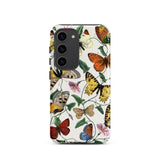 Butterfly & Moth - Paul Gervais Samsung Case, Galaxy S23 / Matte, White Phone Case Colorful Butterfly Floral Pattern