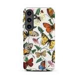 Butterfly & Moth - Paul Gervais Samsung Case, Galaxy S24 Plus / Matte, White Phone Case Colorful Butterfly Floral Pattern
