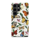 Butterfly & Moth - Paul Gervais Samsung Case, Galaxy S24 Ultra / Matte, White Phone Case Vibrant Butterfly Floral Pattern