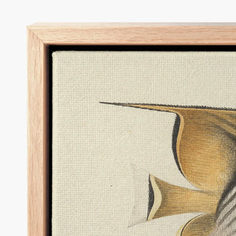 Framed Canvas Artwork Abstract Golden-toned Shapes Textured Off-white Luigi Balugani, Sea Life, Marine Artistry