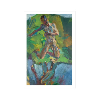 Kneeling Narcissus - Anton Kolig Art Print, Vibrant Oil Painting Nude Figure Motion Reflection