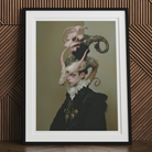 Cadmus Gay Dragon Prince Art Print, 24’’x32’’ / Unframed, Framed Surrealist Portrait Figure Elaborate Horned Headdress Elizabethan Style