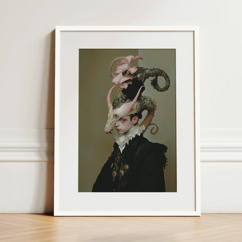 Cadmus - Gay Dragon Prince Art Print / Canvas, 12x16’’ / 31x41cm / White Frame / Matboard, Posters Prints & Visual Artwork, Toby Leon