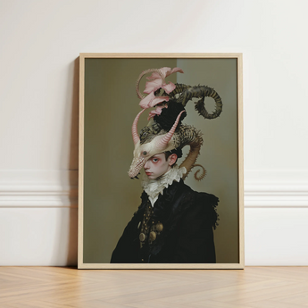 Framed Portrait Person Elaborate Dark Attire Ornate Dragon-like Gay Dragon Prince, Illustrious, Face Cadmus