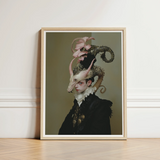 Framed Portrait Person Elaborate Ornate Attire Intricate Horns Gay Dragon Prince, Illustrious, Face Cadmus