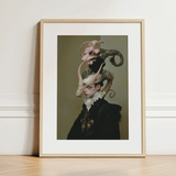 Cadmus - Gay Dragon Prince Art Print / Canvas Framed Art Print Person Elaborate Dark Attire Ornate Gay Dragon Prince, Illustrious Dragon,