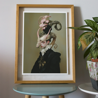 Cadmus - Gay Dragon Prince Art Print / Canvas Framed Surrealist Portrait Figure Reptilian Creatures Head Gay Dragon Prince, Illustrious