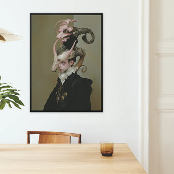 Cadmus - Gay Dragon Prince Framed Canvas, Framed Portrait Horned Figure