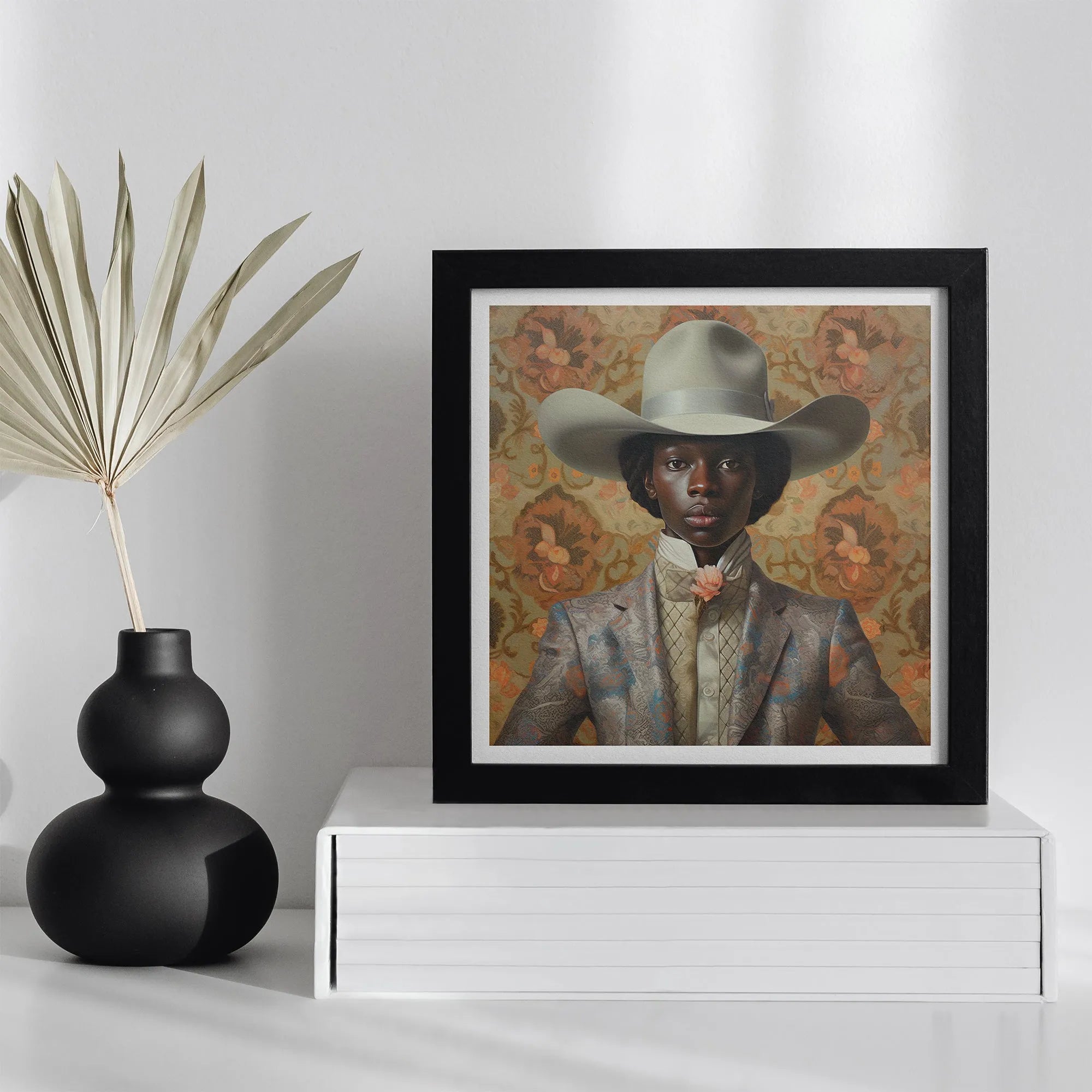 Caesar - Gay Black Cowboy Art Print - African Queerart Dandy - 16’x16’ - Posters Prints & Visual Artwork - Aesthetic Art