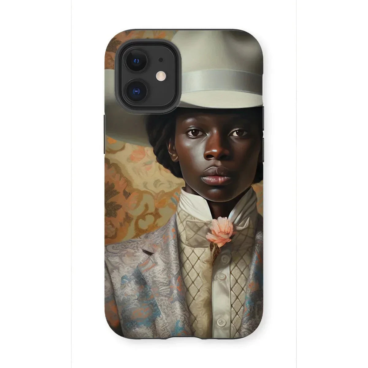 Caesar - Gay Black Cowboy Iphone Case, 12 Mini / Matte, Phone Case Portrait Young Person White Hat Floral
