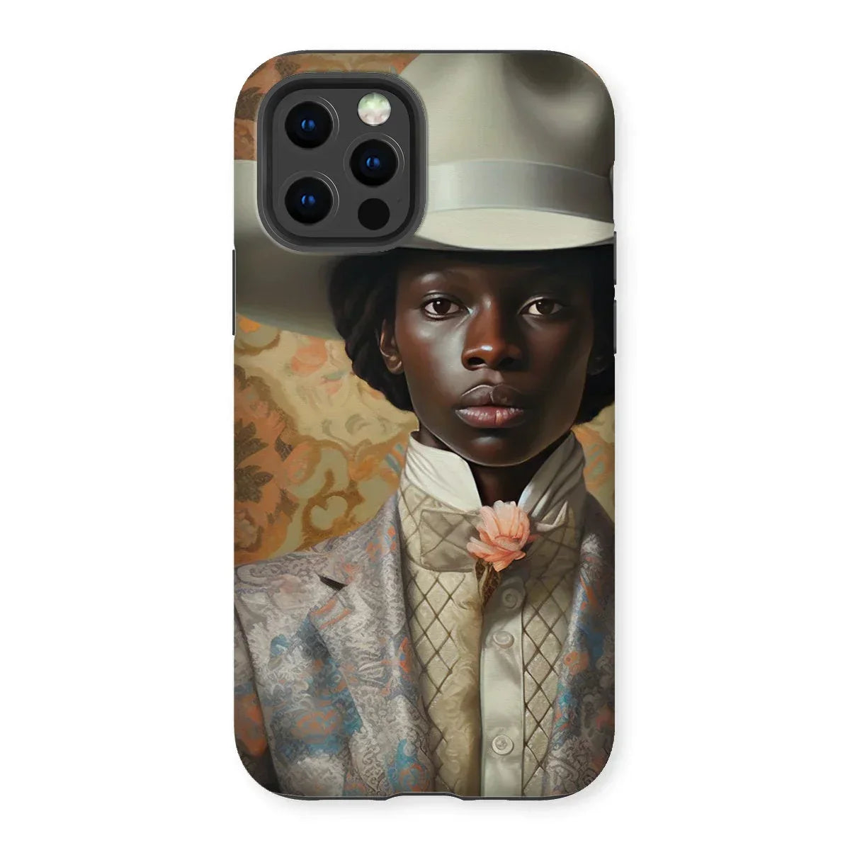 Caesar - Gay Black Cowboy Iphone Case, 12 Pro / Matte, Phone Case Portrait Person White Hat Floral Jacket