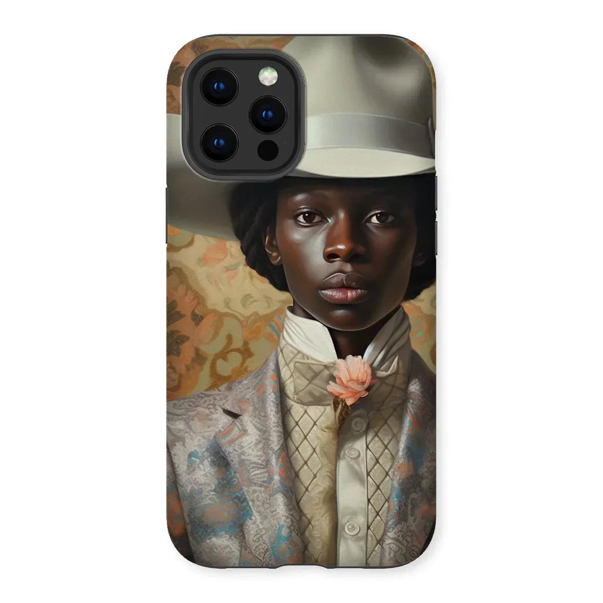 Caesar - Gay Black Cowboy Iphone Case, 12 Pro Max / Matte, Phone Case Portrait Person White Hat Floral Jacket