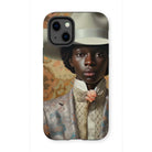Caesar - Gay Black Cowboy Iphone Case, 13 Mini / Matte, Phone Case Portrait Person White Hat Floral Jacket