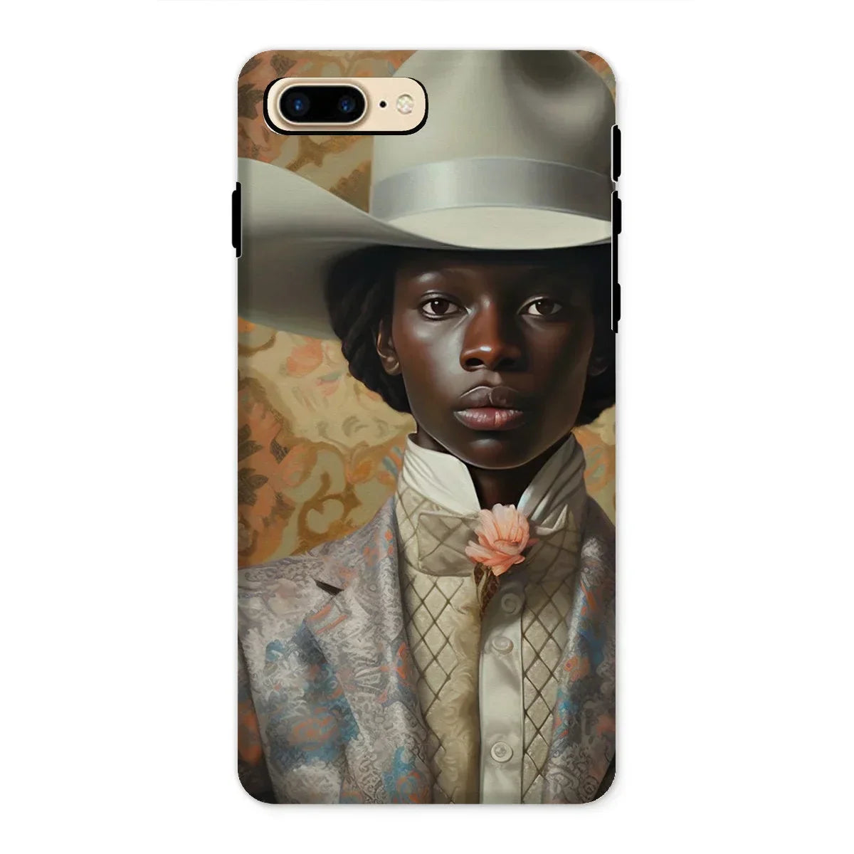 Caesar - Gay Black Cowboy Iphone Case, 8 Plus / Matte, Phone Case Portrait Person White Cowboy Hat Floral