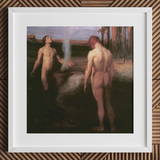 Cain and Abel - Stampa artistica di Laszlo Hegedus / Tela, 12x12’’ / 31x31cm / Cornice bianca / Passe-partout, Poster, stampe e arte visiva, Toby Leon