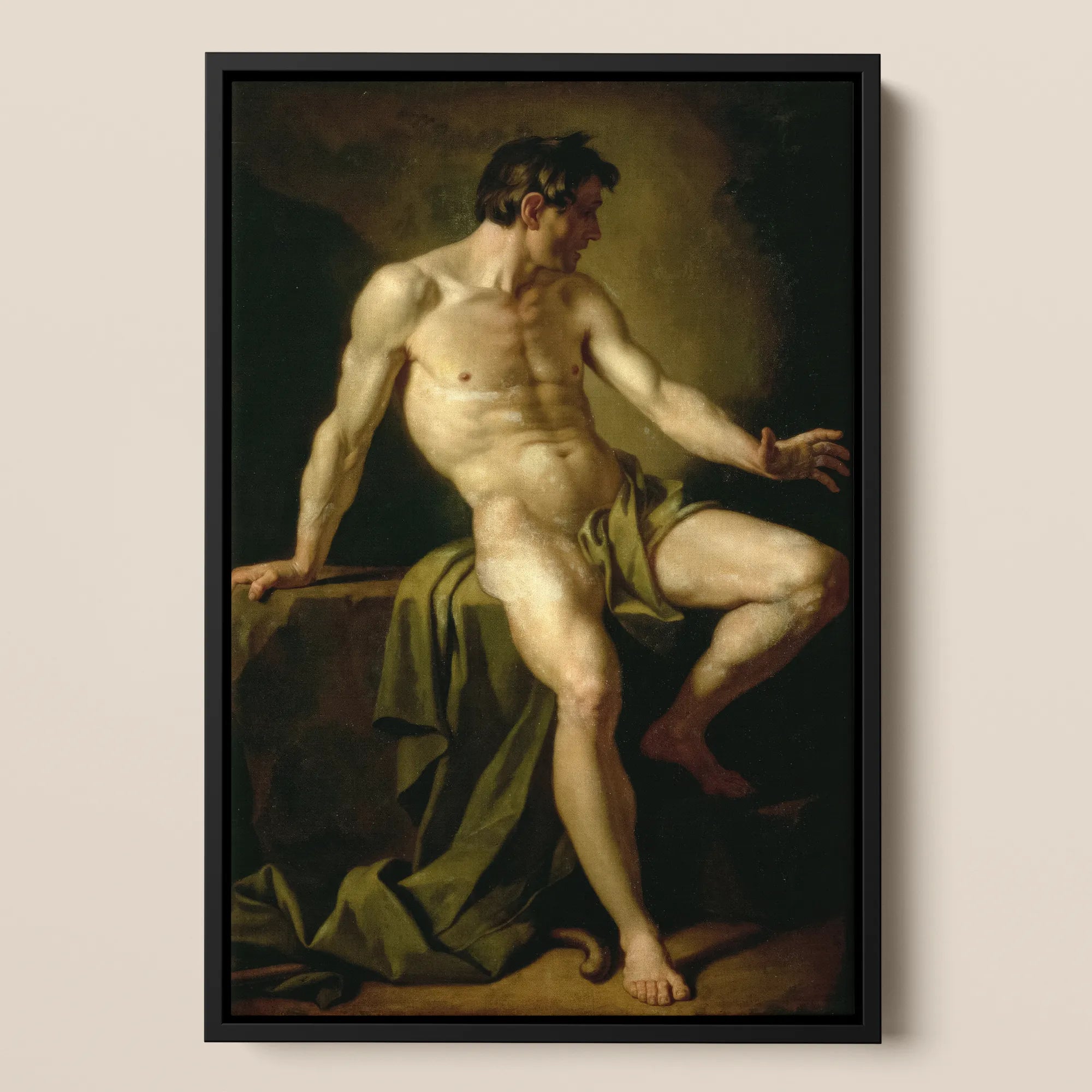 Cain Anton Pavlovich Losenko Framed Canvas, Framed Classical Oil Painting Male Nude Figure