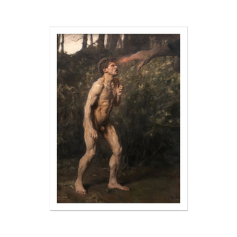 Cain - Julius Paulsen Fine Art Print / Canvas 19th-century Oil Painting Nude Male Figure Forest Dark Julius Paulsen Fine, Cain Advances,