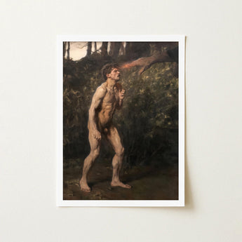 Cain - Julius Paulsen Fine Art Print / Canvas Framed Classical-style Painting Nude Male Figure Forest, Advances, Prints