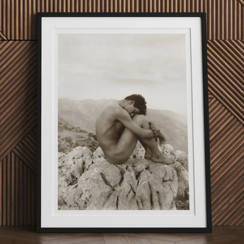 Cain - Wilhelm Von Gloeden Gay Photography Art Print, 24x32’’ / 61x81cm / Unframed, Framed Black-and-white Photograph Nude Figure Rocky
