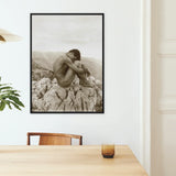 Cain - Wilhelm Von Gloeden Gay Photography Art Print / Canvas Black-framed Sepia-toned Art Print Nude Man Contemplatively Rugged Wilhelm