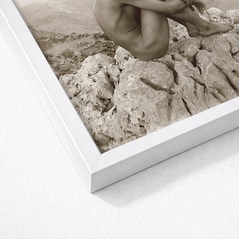 Cain - Wilhelm Von Gloeden Gay Photography Art Print / Canvas White Framed Black Photograph Nude Figure Rocky Terrain, Prints